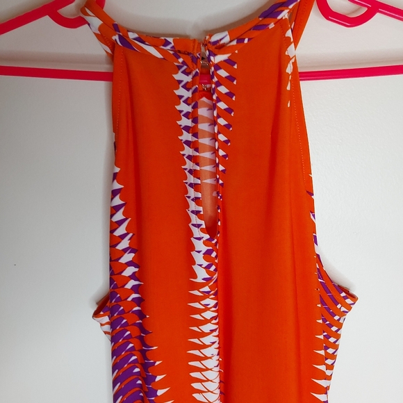 Marciano Bright Orange Dress With Braided Neck Detail - Picture 6 of 8